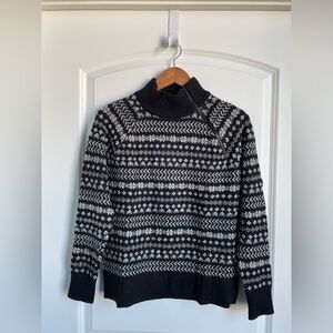 Lou and Grey Black Mock Neck Fair Isle Sweater